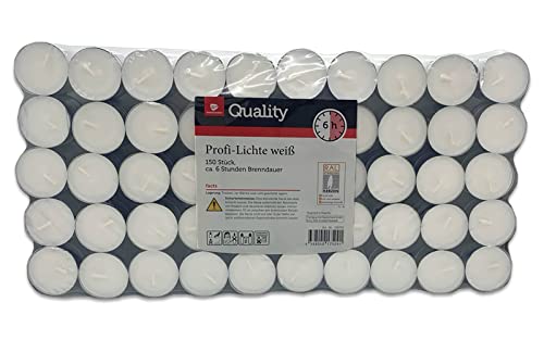 Teelichter weiß ohne Duft Großpackung | 4 Std. | 6 Std. | 8 Std. auch Maxi (6 Std. Teelichter + 1 HL Kauf Notizblock, 1200 Stück) von HLKauf