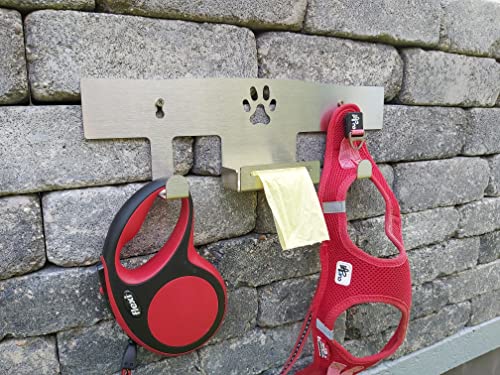 HL-Perfektion-in-Edelstahl Hundegarderobe für Hundeleinen Katzenleinen mit Beutelspender massiv Edelstahl, Silber von HL-Perfektion-in-Edelstahl