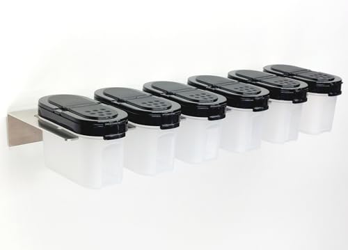 Tupperware 6 Gewürzzwerge Gewürzbehälter Modular Dosen mit Halterung Gewürzregal V2A von HL-Perfektion-in-Edelstahl