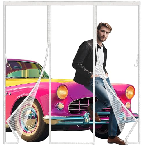 Fliegengitter Magnet Tur, 310x210cm Balkontür Insektenschutz Fliegenvorhang Magnetisch Türe, Insektenschutz Vorhang tür Terrassentür, Insektengitter Lamellenvorhang Magnetvorhang Weiß von HL-YFC