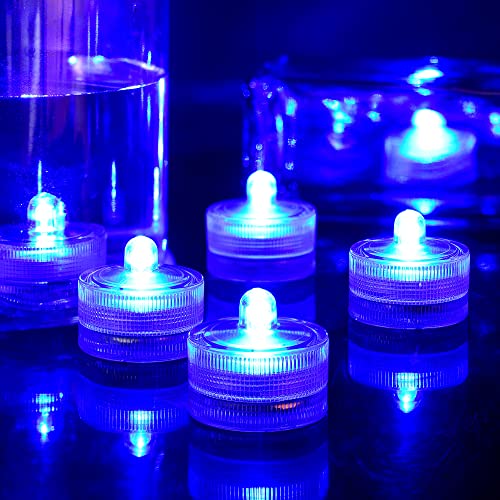 HL Unterwasser-LED-Licht, blaue wasserdichte flammenlose Teelichter, Pool-Lichter für zu Hause Vase Festival-Hochzeitsparty-Dekoration 24pcs von HL