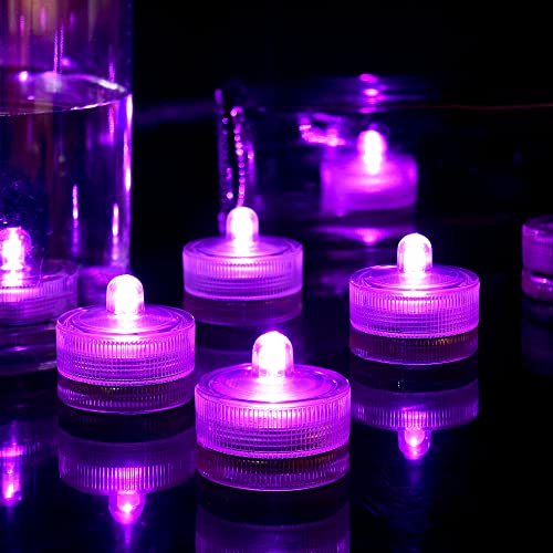 HL Unterwasser-LED-Licht, rosa wasserdichte flammenlose Teelichter, Pool-Lichter für zu Hause Vase Festival-Hochzeitsparty-Dekoration 24pcs von HL