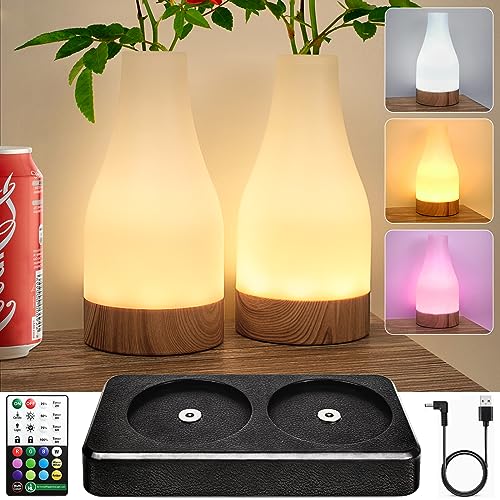 LED Tischlampe 2er Set Dimmbar, Nachttischlampe 12 Farben 7 Helligkeiten 4 Modi,mit Nachtlampe Fernbedienung Timing Memory Funktion für Kinderzimmer Schlafzimmer Bar Esszimmer Camping (Bogen) von HL