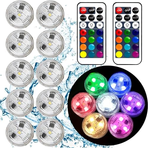 HL Tauchbare LED-Lichter mit Fernbedienung,flammenlose Kerzen,RGB,bunte Lichter,wasserdichte Lichter,kleines LED-Akzentlicht für Vase,Aquarien,Whirlpool, Party,Halloween,Hochzeitsdekoration von HL