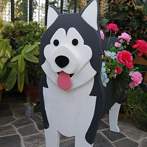 HLASMSPE Alaska Hunde-Pflanzgefäß Pflanztopf, Blumentopf für Gartendekoration, kleine Welpengeschenke für Frauen, Hundeform, Pflanzenbehälter, Hunde-Aufbewahrungsbox, 43 x 25 cm von HLASMSPE