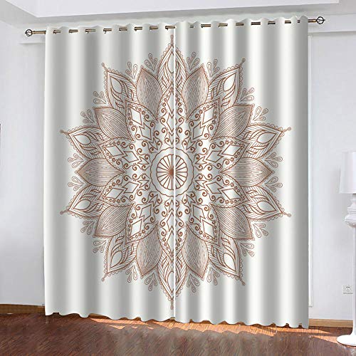 HLBOYI Blickdichter Vorhang Mandala Blumen - 100% Thermogardine, Geräuschreduzierung Verdunkelungsvorhänge Blickdicht Gardinen Mit Ösen Für Schlafzimmer Wohnzimmer, 2Er Set 230X242Cm von HLBOYI