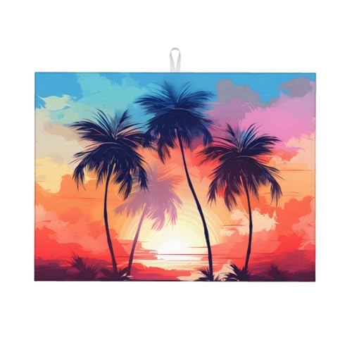 Abtropfmatte mit Aquarell-Meeresstrand und tropischem Baum, 45,7 x 61 cm, saugfähige Abtropfunterlage für Küchentheke und Spüle, Mikrofaser-Abtropfunterlage für Küchenzubehör Abtropfmatte mit Aquarell-Meeresstrand und tropischem Baum, 45,7 x 61 cm, saugfähige Abtropfunterlage für Küchentheke und Spüle, Mikrofaser-Abtropfunterlage für Küchenzubehör von HLBSDM
