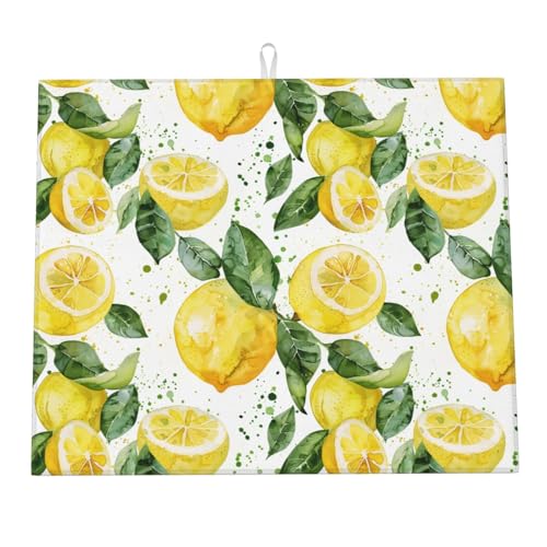 Abtropfmatte mit Aquarell-Zitronengrün-Blatt für die Küchentheke, Sommer-Obst-Trockenmatten, Mikrofaser-Abtropfmatte, Schutzpolster, saugfähig, schnell trocknend, Küchen-Must-Have, 40,6 x 45,7 cm Abtropfmatte mit Aquarell-Zitronengrün-Blatt für die Küchentheke, Sommer-Obst-Trockenmatten, Mikrofaser-Abtropfmatte, Schutzpolster, saugfähig, schnell trocknend, Küchen-Must-Have, 40,6 x 45,7 cm von HLBSDM