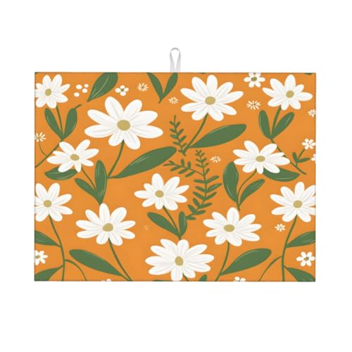 Abtropfmatte mit Blumen- und Gänseblümchen-Motiv, gelb, 18 x 24, saugfähige Abtropfunterlage für Küchentheke, Spüle, Mikrofaser-Abtropfunterlage für Küchenzubehör Abtropfmatte mit Blumen- und Gänseblümchen-Motiv, gelb, 18 x 24, saugfähige Abtropfunterlage für Küchentheke, Spüle, Mikrofaser-Abtropfunterlage für Küchenzubehör von HLBSDM