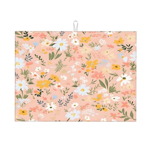 Abtropfmatte mit Blumen- und Gänseblümchenmotiv, 18 x 24, saugfähige Abtropfunterlage für Küchentheke, Spüle, Mikrofaser-Abtropfunterlage für Küchenzubehör Abtropfmatte mit Blumen- und Gänseblümchenmotiv, 18 x 24, saugfähige Abtropfunterlage für Küchentheke, Spüle, Mikrofaser-Abtropfunterlage für Küchenzubehör von HLBSDM