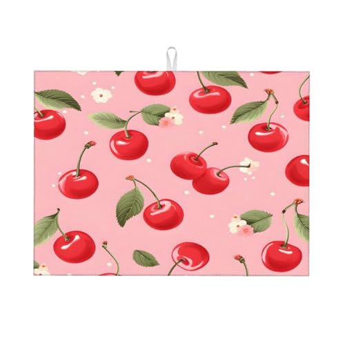 Abtropfmatte mit Blumen- und Kirschmotiv, 45,7 x 61 cm, saugfähige Abtropfunterlage für Küchenarbeitsplatte und Spüle, Mikrofaser-Abtropfunterlage für Küchenzubehör Abtropfmatte mit Blumen- und Kirschmotiv, 45,7 x 61 cm, saugfähige Abtropfunterlage für Küchenarbeitsplatte und Spüle, Mikrofaser-Abtropfunterlage für Küchenzubehör von HLBSDM