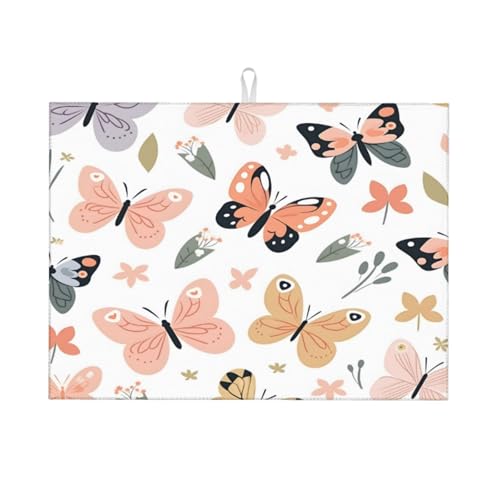Abtropfmatte mit Blumen- und Schmetterlingsmuster, 18 x 24, saugfähige Abtropfunterlage für Küchenarbeitsplatte und Spüle, Mikrofaser-Abtropfunterlage für Küchenzubehör Abtropfmatte mit Blumen- und Schmetterlingsmuster, 18 x 24, saugfähige Abtropfunterlage für Küchenarbeitsplatte und Spüle, Mikrofaser-Abtropfunterlage für Küchenzubehör von HLBSDM