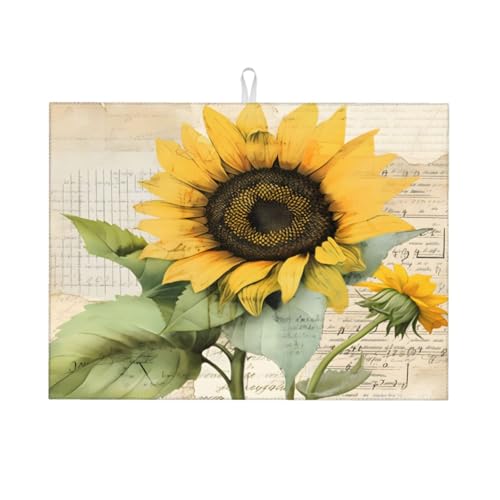 Abtropfmatte mit Blumen- und Sonnenblumen-Malerei, 18 x 24, saugfähige Abtropfunterlage für Küchentheke, Spüle, Mikrofaser-Abtropfunterlage für Küchenzubehör Abtropfmatte mit Blumen- und Sonnenblumen-Malerei, 18 x 24, saugfähige Abtropfunterlage für Küchentheke, Spüle, Mikrofaser-Abtropfunterlage für Küchenzubehör von HLBSDM
