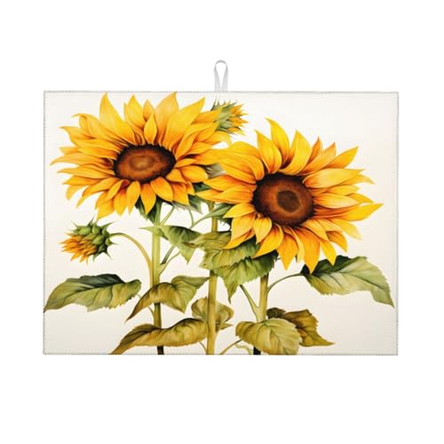 Abtropfmatte mit Blumen- und Sonnenblumen-Malerei, 18 x 24, saugfähige Abtropfunterlage für Küchentheke, Spüle, Mikrofaser-Abtropfunterlage für Küchenzubehör Abtropfmatte mit Blumen- und Sonnenblumen-Malerei, 18 x 24, saugfähige Abtropfunterlage für Küchentheke, Spüle, Mikrofaser-Abtropfunterlage für Küchenzubehör von HLBSDM