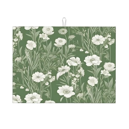 Abtropfmatte mit Blumen- und grünen Blättern, 18 x 24, saugfähige Abtropfunterlage für Küchentheke, Spüle, Mikrofaser-Abtropfunterlage für Küchenzubehör Abtropfmatte mit Blumen- und grünen Blättern, 18 x 24, saugfähige Abtropfunterlage für Küchentheke, Spüle, Mikrofaser-Abtropfunterlage für Küchenzubehör von HLBSDM