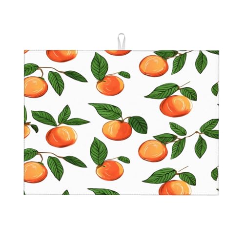 Abtropfmatte mit Obst-Orangenblättern, 18 x 24, saugfähige Abtropfunterlage für Küchentheke, Spüle, Mikrofaser-Abtropfunterlage für Küchenzubehör Abtropfmatte mit Obst-Orangenblättern, 18 x 24, saugfähige Abtropfunterlage für Küchentheke, Spüle, Mikrofaser-Abtropfunterlage für Küchenzubehör von HLBSDM