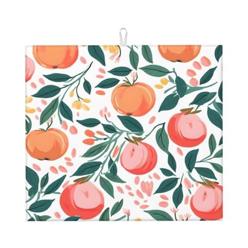 Abtropfmatte mit Obst- und Pfirsichmotiv, 40,6 x 45,7 cm, saugfähige Abtropfunterlage für Küchenarbeitsplatte und Spüle, Mikrofaser-Abtropfunterlage für Küchenzubehör Abtropfmatte mit Obst- und Pfirsichmotiv, 40,6 x 45,7 cm, saugfähige Abtropfunterlage für Küchenarbeitsplatte und Spüle, Mikrofaser-Abtropfunterlage für Küchenzubehör von HLBSDM