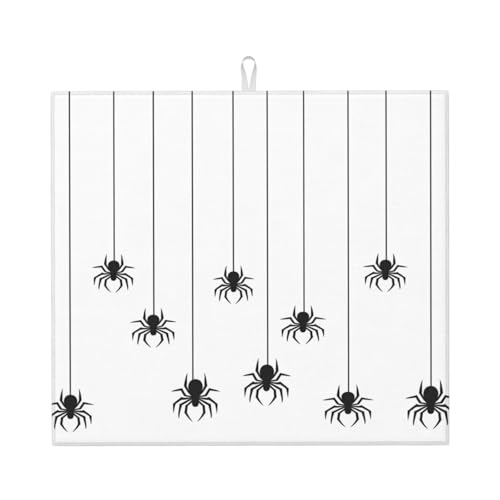 Abtropfmatte mit Spinnenmotiv, zum Aufhängen an einer Schnur, 16 x 18, saugfähige Abtropfunterlage für Küchentheke, Spüle, Mikrofaser-Abtropfunterlage für Küchenzubehör Abtropfmatte mit Spinnenmotiv, zum Aufhängen an einer Schnur, 16 x 18, saugfähige Abtropfunterlage für Küchentheke, Spüle, Mikrofaser-Abtropfunterlage für Küchenzubehör von HLBSDM