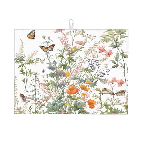 Abtropfmatte mit tropischen Blumen, 18 x 24, saugfähige Abtropfunterlage für Küchentheke und Spüle, Mikrofaser-Abtropfunterlage für Küchenzubehör Abtropfmatte mit tropischen Blumen, 18 x 24, saugfähige Abtropfunterlage für Küchentheke und Spüle, Mikrofaser-Abtropfunterlage für Küchenzubehör von HLBSDM