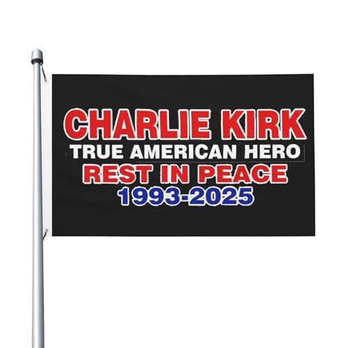 Charlie Kirk, True American Hero, Rest In Peace-Flagge, 3 x 5 Fuß, dekoratives, doppelt genähtes Banner, für den Außenbereich, Hofflaggen von HLBSDM