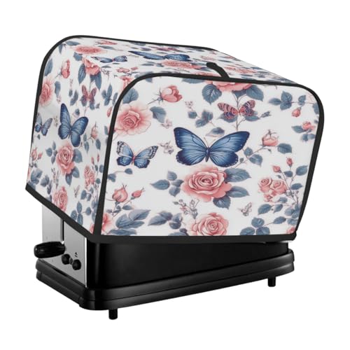 Toasterabdeckung für 2 Scheiben, Illustration eines blauen Schmetterlings und einer rosa Rose, universeller, staubdichter und wasserdichter Toasterschutz, kratzfester Stoff für Küchengeräte Toasterabdeckung für 2 Scheiben, Illustration eines blauen Schmetterlings und einer rosa Rose, universeller, staubdichter und wasserdichter Toasterschutz, kratzfester Stoff für Küchengeräte von HLBSDM