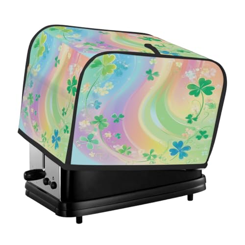Toasterabdeckung für 2 Scheiben, Regenbogen-Kleeblätter, universeller, staubdichter und wasserdichter Toasterschutz, kratzfester Stoff für Küchengeräte von HLBSDM