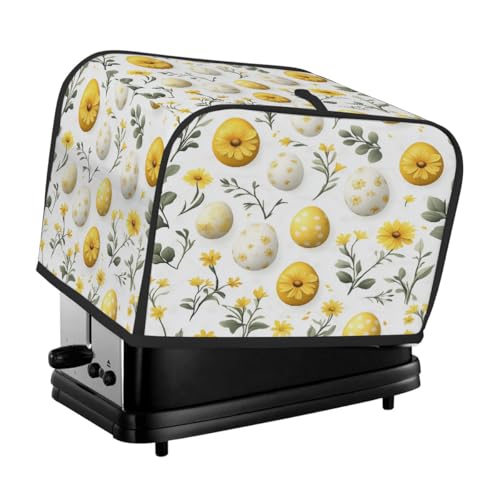 Toasterabdeckung für 2 Scheiben, gelbes Osterei, gelbe Blumen, universeller staubdichter und wasserdichter Toasterschutz, kratzfester Stoff für Küchengeräte Toasterabdeckung für 2 Scheiben, gelbes Osterei, gelbe Blumen, universeller staubdichter und wasserdichter Toasterschutz, kratzfester Stoff für Küchengeräte von HLBSDM