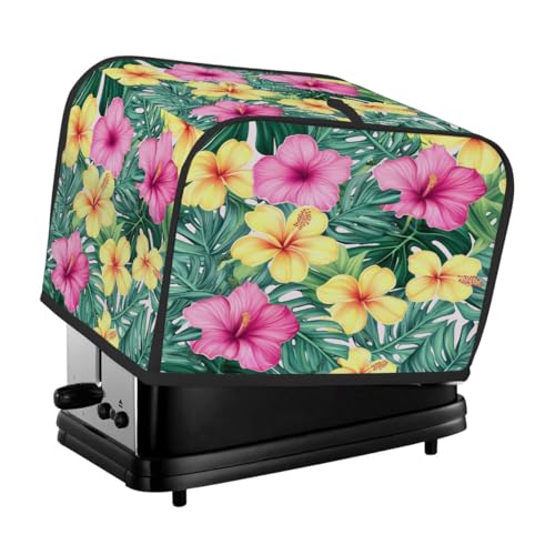 Toasterabdeckung für 2 Scheiben, rosa und gelbe Blumen, Palmblätter, universeller, staubdichter und wasserdichter Toasterschutz, kratzfester Stoff für Küchengeräte Toasterabdeckung für 2 Scheiben, rosa und gelbe Blumen, Palmblätter, universeller, staubdichter und wasserdichter Toasterschutz, kratzfester Stoff für Küchengeräte von HLBSDM