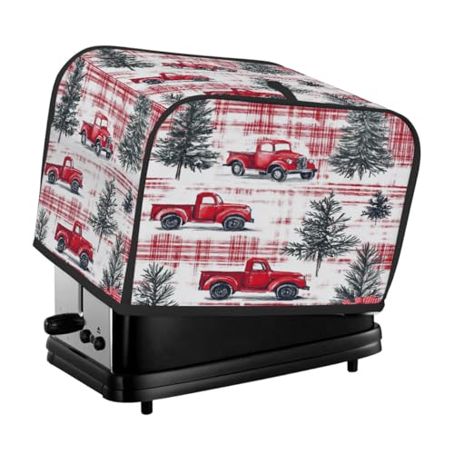 Toasterabdeckung für 2 Scheiben, roter LKW-Baum, universeller staubdichter und wasserdichter Toasterschutz, kratzfester Stoff für Küchengeräte von HLBSDM
