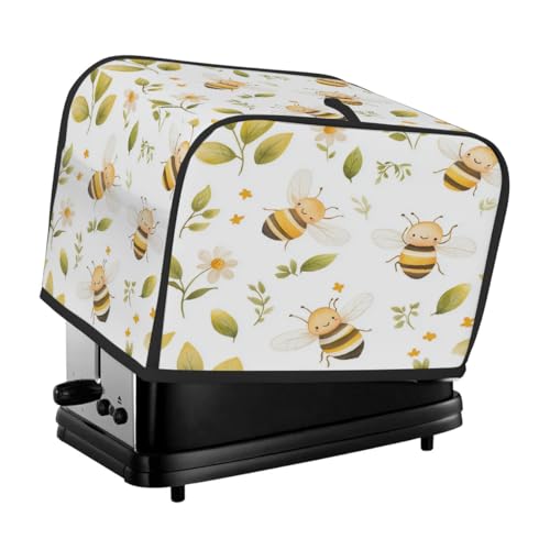 Toasterabdeckung für 4 Scheiben, Cartoon-Motiv, süße Bienen und Blumen, universeller, staubdichter und wasserdichter Toasterschutz, kratzfester Stoff für Küchengeräte Toasterabdeckung für 4 Scheiben, Cartoon-Motiv, süße Bienen und Blumen, universeller, staubdichter und wasserdichter Toasterschutz, kratzfester Stoff für Küchengeräte von HLBSDM