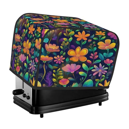 Toasterabdeckung für 4 Scheiben, bunte Blumen und Blätter, universeller, staubdichter und wasserdichter Toasterschutz, kratzfester Stoff für Küchengeräte Toasterabdeckung für 4 Scheiben, bunte Blumen und Blätter, universeller, staubdichter und wasserdichter Toasterschutz, kratzfester Stoff für Küchengeräte von HLBSDM