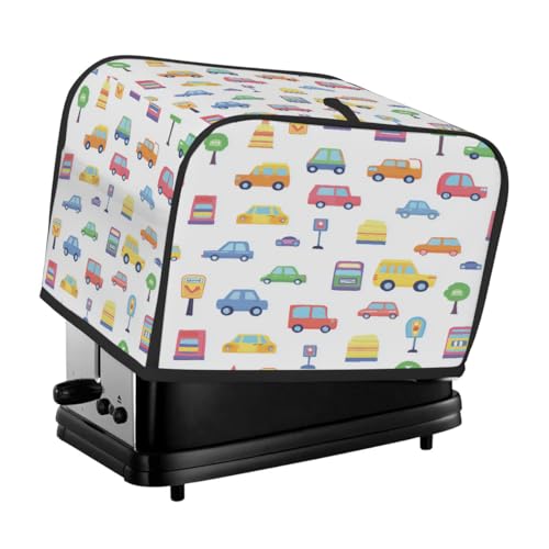 Toasterabdeckung für 4 Scheiben, bunte Illustration, Ampel, Auto, universell, staubdicht, wasserdicht, Toasterschutz, kratzfester Stoff für Küchengeräte von HLBSDM