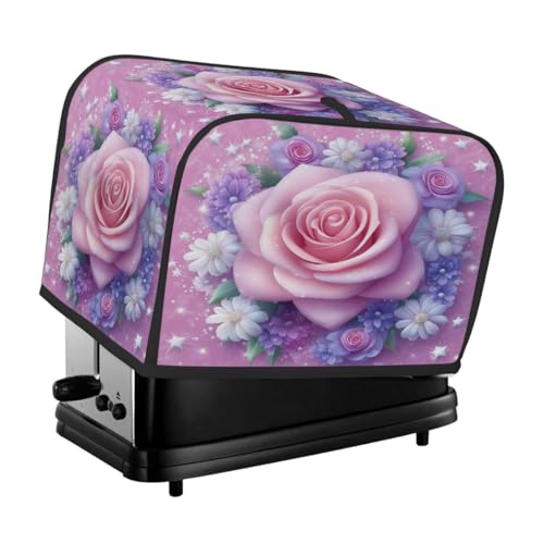 Toasterabdeckung für 4 Scheiben, kleine Blumen, umgeben von rosa Rosen, universeller, staubdichter und wasserdichter Toasterschutz, kratzfester Stoff für Küchengeräte Toasterabdeckung für 4 Scheiben, kleine Blumen, umgeben von rosa Rosen, universeller, staubdichter und wasserdichter Toasterschutz, kratzfester Stoff für Küchengeräte von HLBSDM