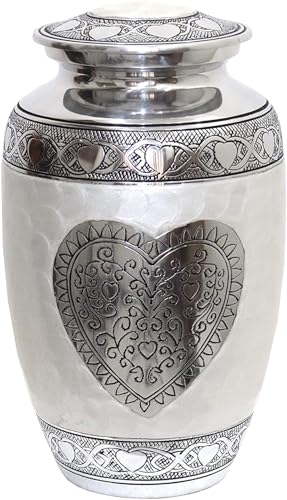 hlc Urns Heart Urne – Beerdigungsurne für menschliche Asche – Begräbnisurne mit detaillierter Gravur – 100% Aluminium – Erwachsene große Größe bis zu 90 kg von HLC