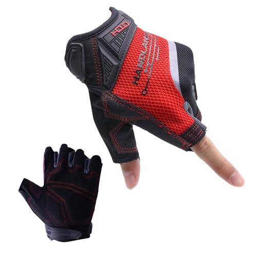 HLDD HANDLANDY Fingerlose Arbeitshandschuhe für Männer, Halbe Finger Arbeitshandschuhe Grip Stoßdämpfende Atmungsaktive Uwrist TPR Anti-Collision Handschuhe für Männer & Frauen von HLDD HANDLANDY