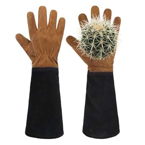 HLDD HANDLANDY Gartenhandschuhe mit langen Ärmeln für Frauen und Männer, Kaktusschutz-Lederhandschuhe für Kaktusse von HLDD HANDLANDY