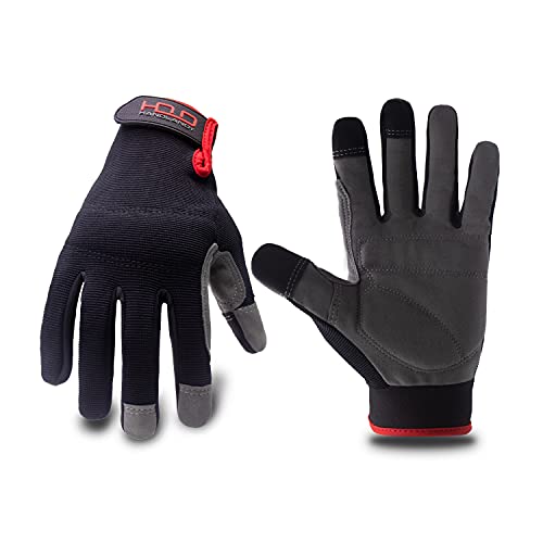 HLDD HANDLANDY Herren Arbeitshandschuhe feste Griffhandschuhe Mechanikerhandschuhe mit Touchscreen, Konstruktion Handschuhe, leichte Sicherheitsarbeitshandschuhe(M, schwarz) von HLDD HANDLANDY