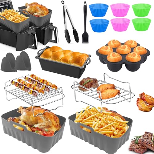 Heißluftfritteuse Zubehör für Ninja Foodi Max Dual Zone Heißluftfritteuse AF400EU AF451EU AF300EU 7.6L-9.5L, Silikonform für Ninja heißluftfritteuse, Airfryer Zubehör Heißluftfritteuse Zubehör für Ninja Foodi Max Dual Zone Heißluftfritteuse AF400EU AF451EU AF300EU 7.6L-9.5L, Silikonform für Ninja heißluftfritteuse, Airfryer Zubehör von HLEIUKT