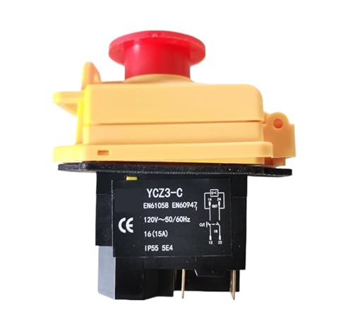 Electromagnetic Push Button Switch, YCZ3-C 120V 4 Terminals 16A Waterproof Pushbutton Switches With Emergency Stop EN61058 von HLFLBAVATW