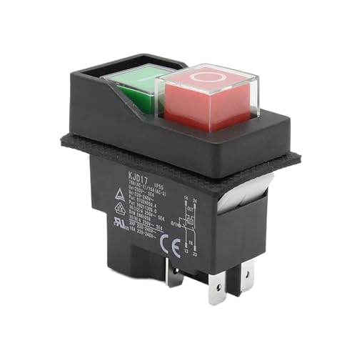 Electromagnetic Pushbutton Switch, KJD17 KJD17B 6pis 230V 16A, Magnetic Solenoid Push Button Switches For Electric Power Tools(4pins) von HLFLBAVATW