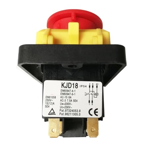 Electromagnetic Pushbutton Switches, KJD18 5Pins Waterproof, Industrial Safety Push Button Switch 250V 15(12) A von HLFLBAVATW