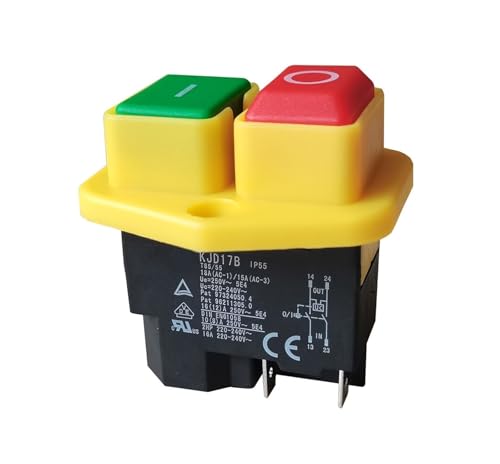 Electromagnetic Pushbutton Switches, Waterproof Emergency Stop Button Switch 16(12) A 10(8) A 250V 2HP 16A 220-240V KJD17B(KJD17B-B-4P) von HLFLBAVATW