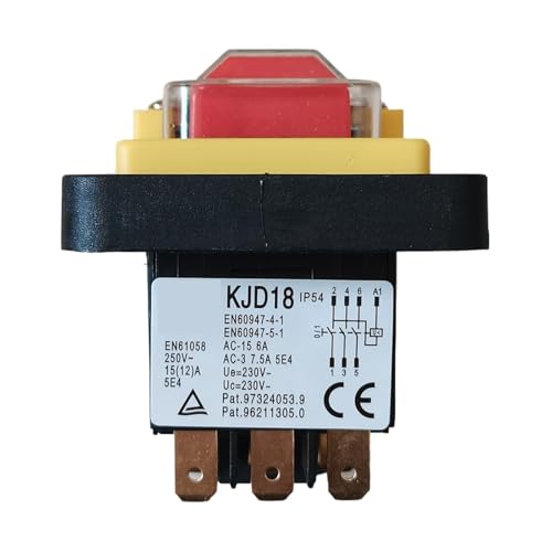 KJD18 7Pins Push Button Switch, ON-OFF Electromagnetic Switches With Under Voltage And Restart Protection 15(12) A 230V AC von HLFLBAVATW