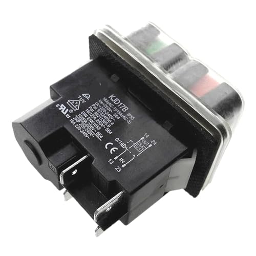 Waterproof Pushbutton Switches, KJD17B 2HP 16A 4-Terminal 5Pin Electromagnetic Push Button Switch, For Bench Saw Drill Lathes(4Pins-220V) von HLFLBAVATW