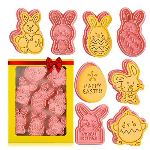 Ausstechformen Ostern Set,8 Stück Ausstechförmchen Ostern,3D Ostern Cookie Cutter,Oster Ausstecher Set,Ideales Ostergeschenk von HLFMQZEI