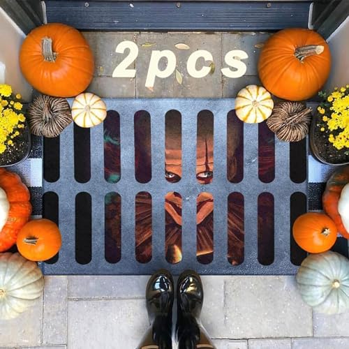 HLFMQZEI Halloween Fußmatte 3D,Lustige Horror Fußmatte,2pcs Scary kanalisation Clown fußmatte,Halloween Dekoration,für den Innenbereich im Freien(40x60 cm) von HLFMQZEI