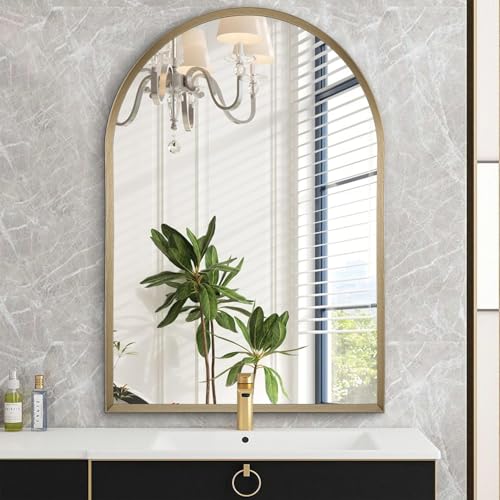 HLFMVWE Arch Badezimmer Spiegel, 40 x 50CM Wandspiegel, gewölbte Eitelkeit Wandspiegel Metallrahmen Home Decor für Schlafzimmer, Eingang, Wohnzimmer von HLFMVWE