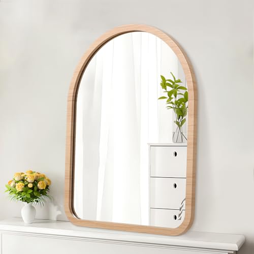 HLFMVWE Bogen Spiegel, Rustikale Wand montiert Holzrahmen Vintage Spiegel, Dekor Bauernhaus für Eingang Schlafzimmer Badezimmer Wohnzimmer Klein 30 x 40 cm von HLFMVWE