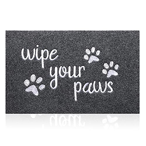Fußmatte für den Außenbereich, Aufschrift Wipe Your Paws, Fußmatte für den Eingangsbereich, Willkommensmatten, rutschfeste Gummi-Rückseite, lustige Fußmatten für den Innenbereich, Hundematte von HLFMVWE