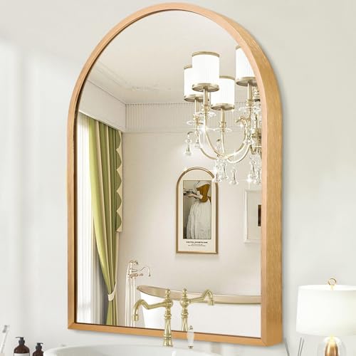 HLFMVWE Gewölbeter Wandspiegel Gold Arch Spiegel Aluminiumlegierung Rahmen Badezimmer Spiegel für Eitelkeit Wohnzimmer, Schlafzimmer und Eingang 70 x 50 cm HLFMVWE Gewölbeter Wandspiegel Gold Arch Spiegel Aluminiumlegierung Rahmen Badezimmer Spiegel für Eitelkeit Wohnzimmer, Schlafzimmer und Eingang 70 x 50 cm von HLFMVWE